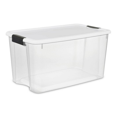 Sterilite Large 70 Qt Clear Base Ultra Latch Storage Container Box Tote