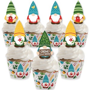 Big Dot of Happiness Garden Gnomes - Cupcake Decoration - Forest Gnome Party Cupcake Wrappers and Treat Picks Kit - Set of 24 - 1 of 4