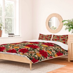Deny Designs King Avenie Yuletide Bright Duvet Cover and Pillow Sham Green - 1 of 4