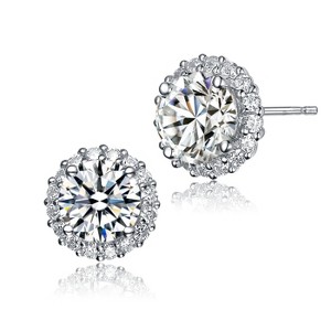 Guili Silver CZ Button Stud Earrings in Timeless Glamour or Rose Glow for a Classic Shine or Elegant, Soft Radiance - 1 of 3