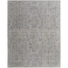 Ivory Tan and Blue Abstract Power Loom Worn Faded Area Rug With Fringe - 4 of 4
