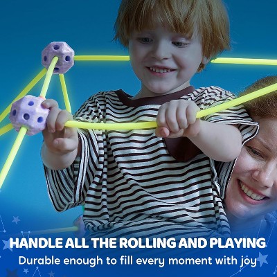 Joyfy Glow Fort Building Kit Indoor Outdoor for Kids, DIY Castles Tunnels with Rods and Balls, Educational Gift for Boys and Girls Aged 3-12