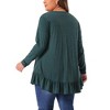 Agnes Orinda Women's Plus Size Casual V Neck Long Sleeve Ruffled Hem Button Half Placket Tops - 4 of 4