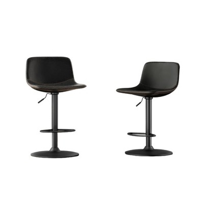 Fontoi Accent Chairs, Mid Century Modern Bar Stools Set of 2, Adjustable Counter Height Stools with Back for Kitchen Island, Black, 16.9"*14.2"*33.8"