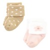 Hudson Baby Infant Girl Cotton Rich Newborn and Terry Socks, Blush Flower - 3 of 4