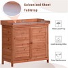 SKRAN Outdoor 39" Potting Bench Table, Rustic Garden Wood Workstation Storage Cabinet Garden Shed with 2-Tier Shelves and Side Hook, Orange - 3 of 4