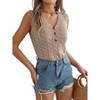 Womwns Sweater Knit Tank Tops Spring Summer Casual V Neck Sleeveless Hollow Out Crochet Vest - 3 of 4