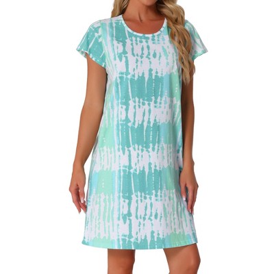 INSPIRE CHIC Women's Short Sleeve Round Neck Printed Nightgown Nightshirt