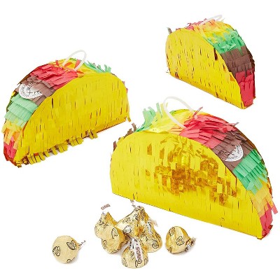 Blue Panda 3-Pack Mini Taco Piñatas, Mexican Party Decorations, 6 x 2 x 3.5 In