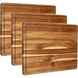 Extra Large Wooden Cutting Board Heavy Duty Chopping Board with Juice Groove, Thick Acacia Wood Butcher Block, 24 x18 inch, 3pcs - 1 of 4