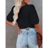 Womens Short Sleeve Lightweight Sweaters Crewneck Knit Pullover Tops with Crochet Sleeve Casual Crochet Blouse Shirt for Spring, Summer - 2 of 4