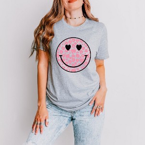Simply Sage Market Women's Leopard Heart Eyes Smiley Short Sleeve Graphic Tee - 1 of 4