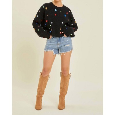 Women's She's A Gem Rhinestone Sweater - Baevely by Wellmade