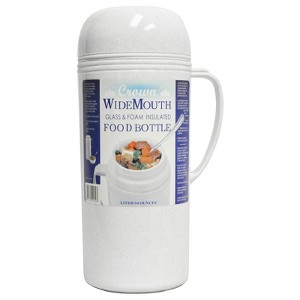 Brentwood 1.0L Wide Mouth Mouth Glass Vacuum/Foam Insulated Food Thermos - 1 of 4