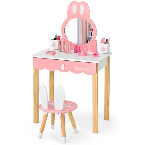 Kids Vanity Set Rabbit Makeup Dressing, Target Makeup Vanity Mirror