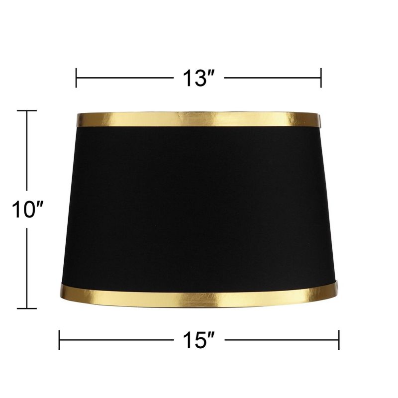Springcrest Collection Set of 2 Hardback Drum Lamp Shades Black Medium 13" Top x 15" Bottom x 10" Slant Spider Replacement Harp and Finial Fitting, 4 of 8