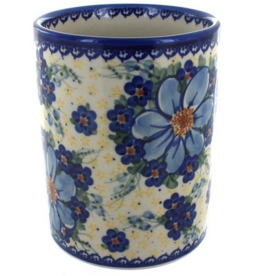 Blue Rose Polish Pottery Daisy Surprise Utensil Jar