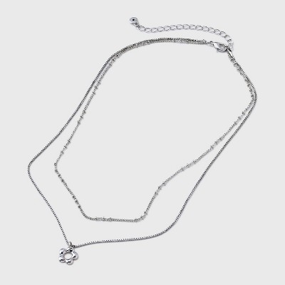 Dainty Multi-Strand with Flower Pendant Necklace - Universal Thread&#8482; Silver