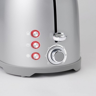 Silver Stainless Steel 2-Slice Toaster with Wide Slots and Crumb Tray