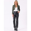 INSPIRE CHIC Women's PU Bolero Open Front Leather Cropped Long Sleeve Jacket - 4 of 4