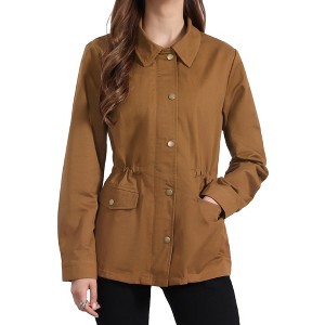 INSPIRE CHIC Women's Drawstring Waist Flap Pockets Lightweight Utility Jacket - 1 of 4