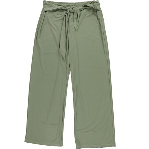 NY Collection Womens Solid, Tie Waist Casual Cropped Pants - 1 of 2