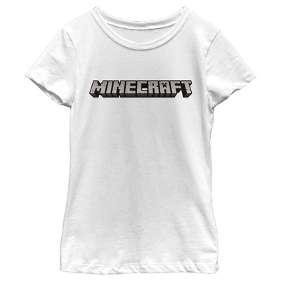 Girl's Minecraft Classic Logo White T-Shirt