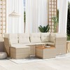 vidaXL Patio Sofa Set with Cushions Outdoor Furniture 7 Piece Poly Rattan - Beige and Cream - 2 of 4