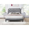 DOMETOUR Velvelt Tufted Nailhead Platform Bed, Queen - Charcoal - 4 of 4
