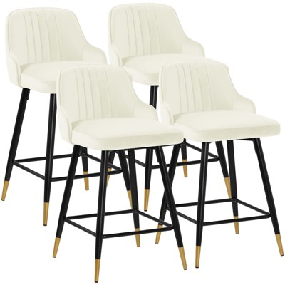 Bekrvio Swivel Bar Stools Set of 2/4,25.6"/29" Counter Height Stool Velvet Upholstered Armless Bar Chair with Metal Frame for Kitchen Island
