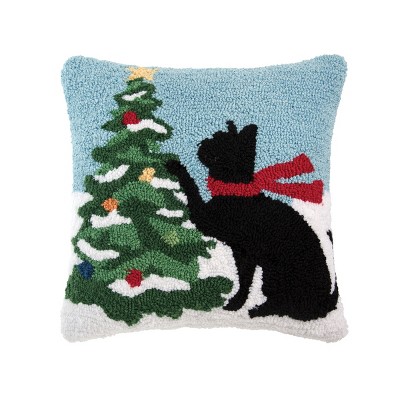 C&F Home Cat Christmas Tree 18" x 18" Hooked Throw Pillow