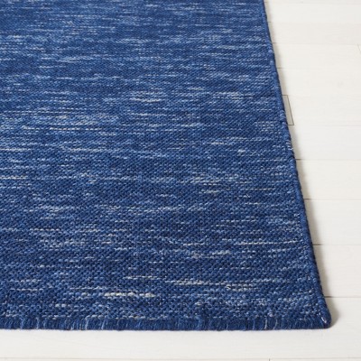 Navy Blue Handmade Wool Flat Woven Runner Rug
