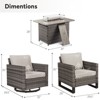Buenhomino Patio Wicker Furniture Set with Fire Pit Table, PE Rattan Swivel Patio Chairs with Propane Fire Pit Table, 5PCS Patio Conversation Set - 3 of 4