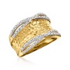 Ross-Simons 0.13 ct. t.w. Diamond Hammered Ring in 18kt Yellow Gold Over Sterling Silver - 4 of 4