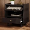 INFURNIC Nightstands Wooden Nightstand with Rattan-Woven Storage Cabinet and Drawer for Bedroom, Black, 19.5"*13.5"*21.45" - 3 of 4