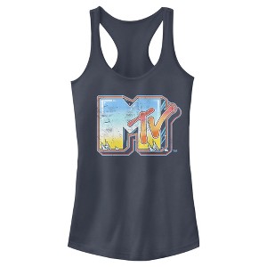 Juniors Womens MTV Shimmery Logo Racerback Tank Top - 1 of 3