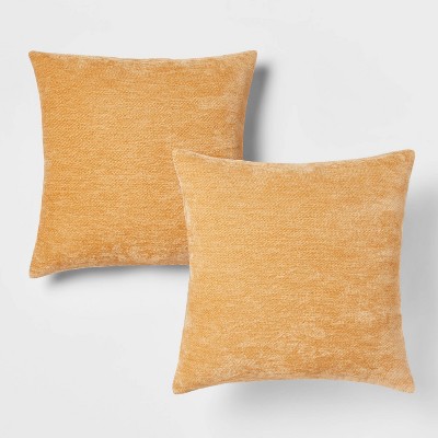 2pk Chenille Square Throw Pillows Gold - Threshold™