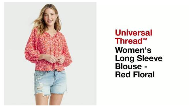 Women's Long Sleeve Blouse - Universal Thread™ Red Floral, 2 of 5, play video