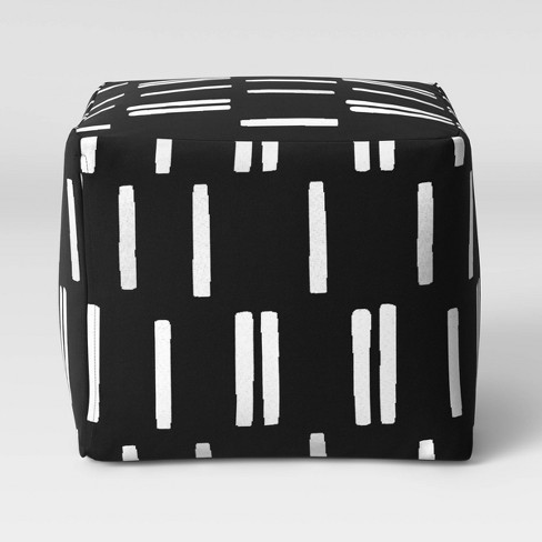 Spaced Stripe Decorative Pouf Duraseason Fabric Black White Project 62 Target