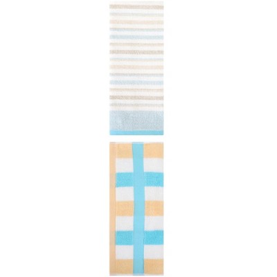 REGALWOVEN Striped Pattern Cotton Bathroom Hand Towels for Home Decor 13" x 29"/13" x 27" 2 Pcs