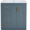 Grungis Bathroom Vanity with Ceramic Sink Combo,Freestanding Bathroom Storage Cabinet with Wood Frame and 3 Drawers&Soft Closing Doors - 4 of 4