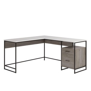 Sapphtopaz Modern L-Shaped Desk with Drawers and Cubbyhole Rectangular Computer Desk with Metal Legs Durable Corner Desk for Home Office - 1 of 4