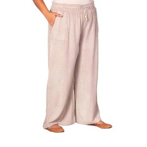 Women's Solid Drawstring Cotton Rayon Pants - Plus - On The Plus Side - 1 of 2