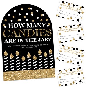 Big Dot of Happiness Adult Happy Birthday - Gold - How Many Candies Birthday Party Game - 1 Stand and 40 Cards - Candy Guessing Game - 1 of 4