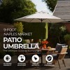 Four Seasons Courtyard 9 Foot Naples Market Patio Umbrella Round Polyester Fabric Outdoor Backyard Shaded Canopy with Push Button Tilt, Natural Color - 3 of 4