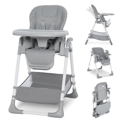Kinder King Foldable High Chair for Babies & Toddlers, Adjustable Height, Recline, Storage Basket, Double Trays, Easy to Clean