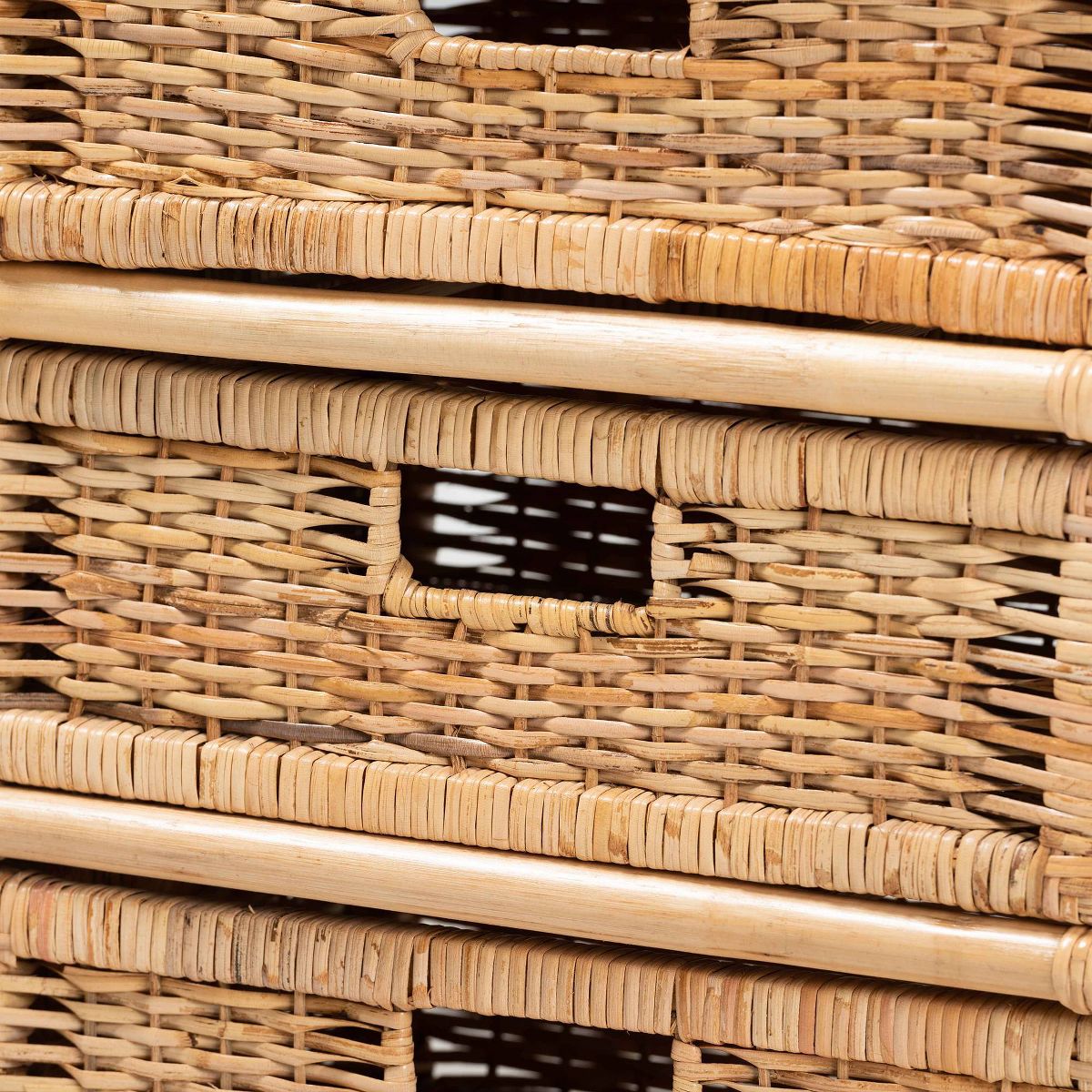 bali & pari Dariana Rattan 6 Drawer Storage Cabinet Natural/Brown: Bohemian Style, Plywood Frame, No Assembly Required - thumbnail 7