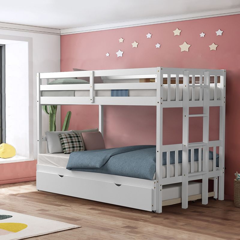 Costway Twin Over Twin Pull-Out Bunk Bed with Trundle Wooden Ladder White\Espresso, 3 of 11