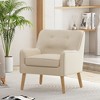 OUTSUPPLY Mid-Century Modern Arm Chair with Tufted Back, Upholstered Fabric Accent Chair with Wood Legs for Living Room, Den - 4 of 4
