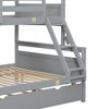NicBex Twin over Full Bunk Bed Triple Draggable Bed Frame with 4 Wheels, Guardrails and Ladder, No Spring Box Required - 4 of 4